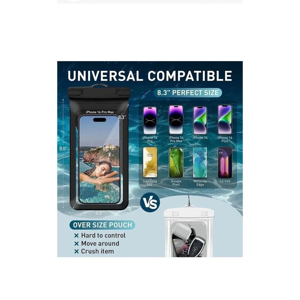 Waterproof Phone Pouch, with Inside Card Bag, Large Waterproof Case